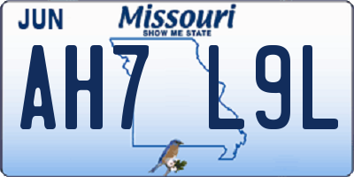MO license plate AH7L9L