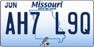 MO license plate AH7L9Q
