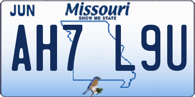 MO license plate AH7L9U