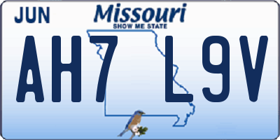 MO license plate AH7L9V