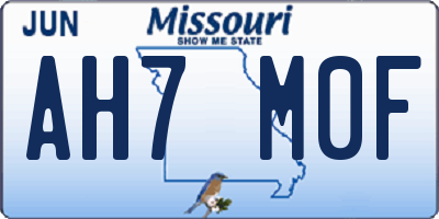 MO license plate AH7M0F