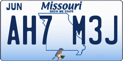 MO license plate AH7M3J