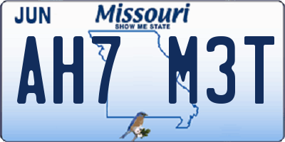 MO license plate AH7M3T
