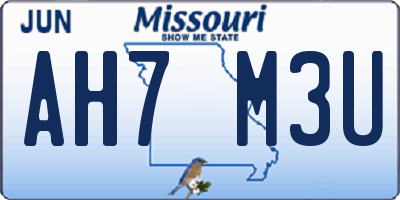 MO license plate AH7M3U