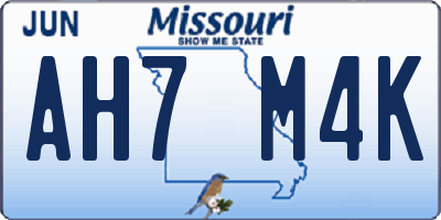 MO license plate AH7M4K