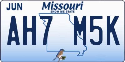 MO license plate AH7M5K