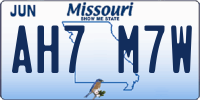 MO license plate AH7M7W