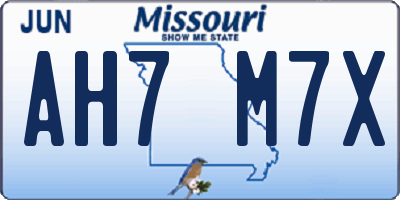 MO license plate AH7M7X