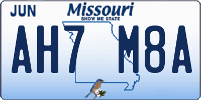 MO license plate AH7M8A