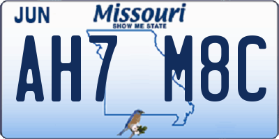 MO license plate AH7M8C