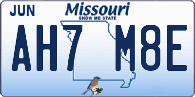 MO license plate AH7M8E