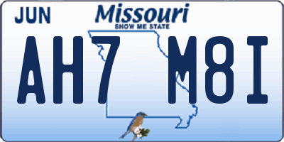 MO license plate AH7M8I