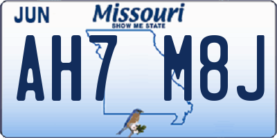 MO license plate AH7M8J