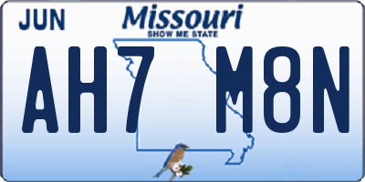 MO license plate AH7M8N
