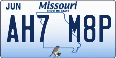 MO license plate AH7M8P