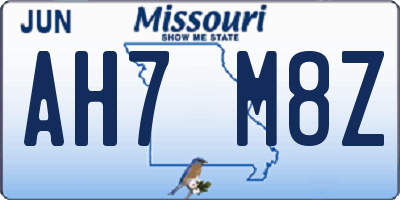 MO license plate AH7M8Z