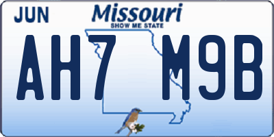 MO license plate AH7M9B