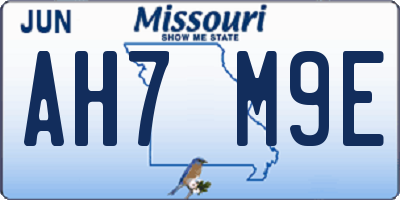 MO license plate AH7M9E
