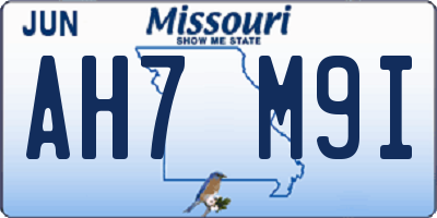 MO license plate AH7M9I