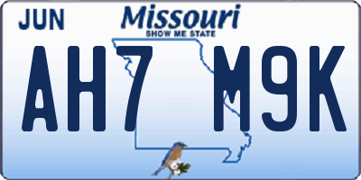 MO license plate AH7M9K