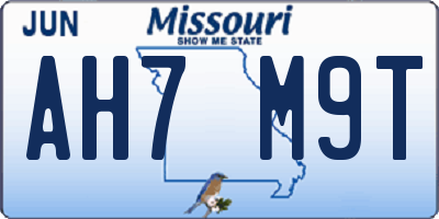 MO license plate AH7M9T