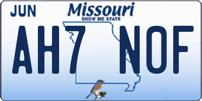 MO license plate AH7N0F