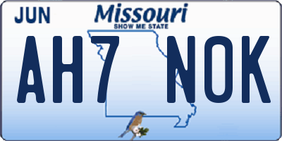 MO license plate AH7N0K
