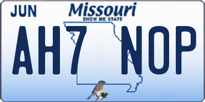 MO license plate AH7N0P