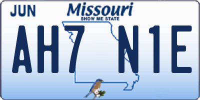 MO license plate AH7N1E