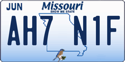 MO license plate AH7N1F