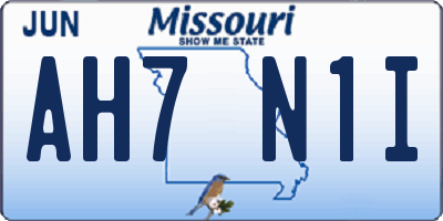 MO license plate AH7N1I