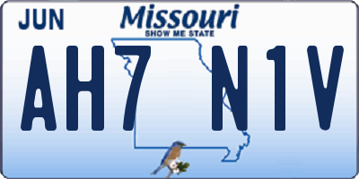 MO license plate AH7N1V