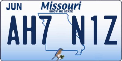 MO license plate AH7N1Z
