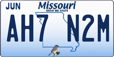 MO license plate AH7N2M