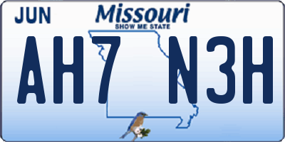MO license plate AH7N3H