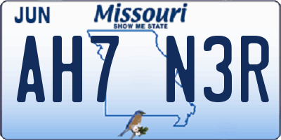 MO license plate AH7N3R