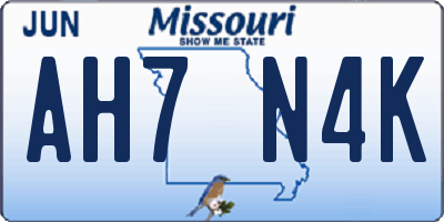 MO license plate AH7N4K