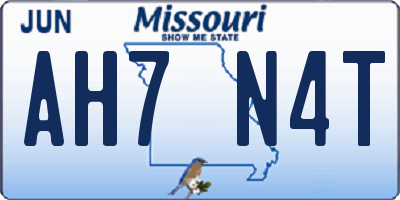 MO license plate AH7N4T