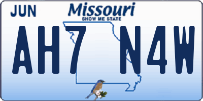 MO license plate AH7N4W
