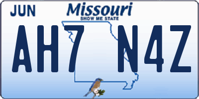 MO license plate AH7N4Z