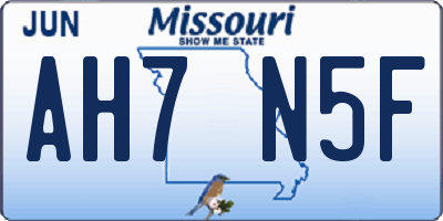 MO license plate AH7N5F
