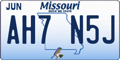 MO license plate AH7N5J