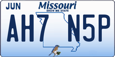 MO license plate AH7N5P