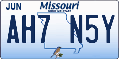 MO license plate AH7N5Y