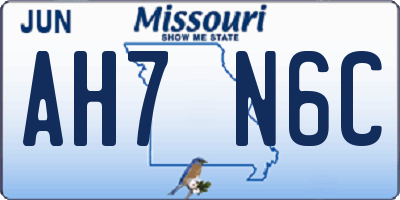 MO license plate AH7N6C