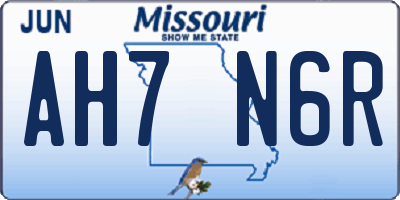 MO license plate AH7N6R