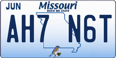 MO license plate AH7N6T