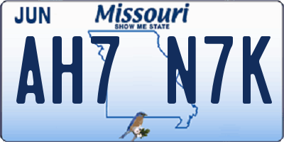 MO license plate AH7N7K