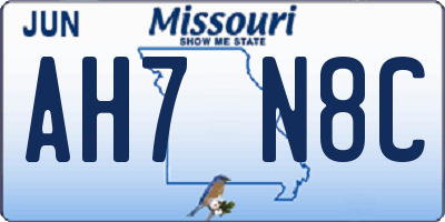 MO license plate AH7N8C