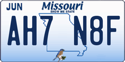 MO license plate AH7N8F